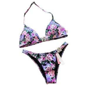 VICTORIA SECRET SWIM BLING LOGO VS FLORAL BIKINI